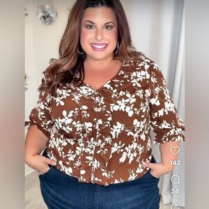 BloomChic Chocolate Floral Top